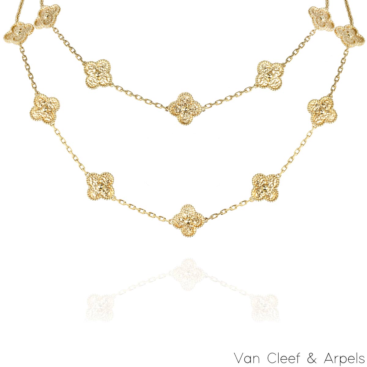 Van Cleef & Arpels Rare Yellow Gold Vintage Alhambra 20 Motif Necklace VCARO1IC00 Van Cleef & Arpels Rare Yellow Gold Vintage Alhambra 20 Motif Necklace VCARO1IC00